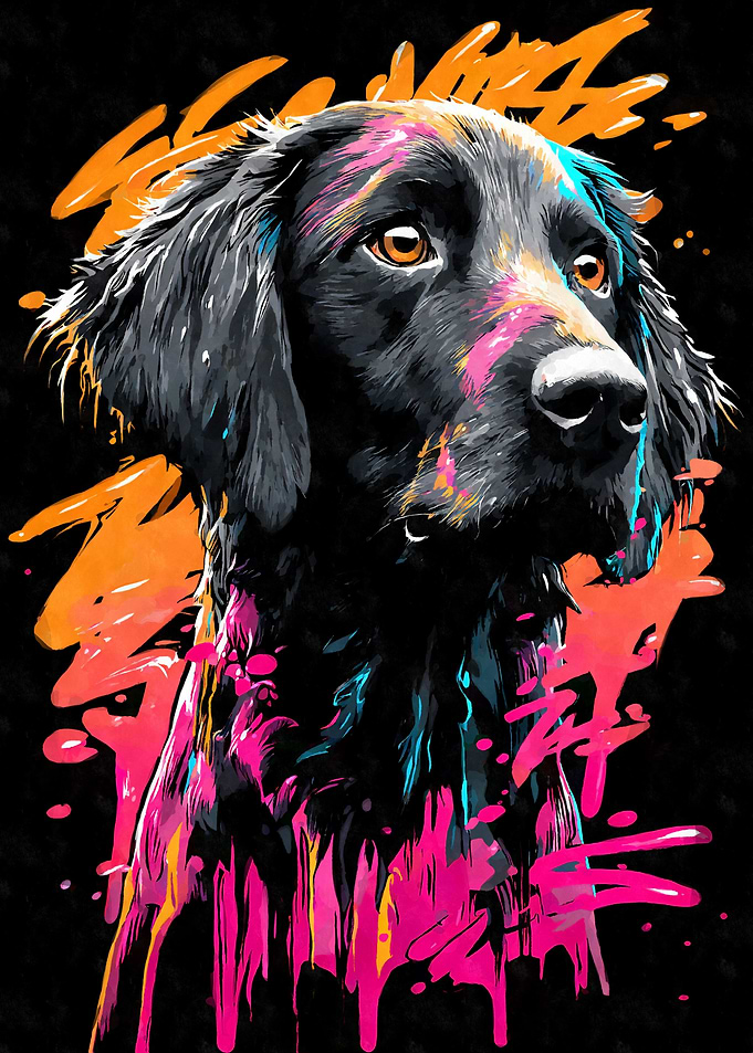 Flat-coated Retriever Graffiti