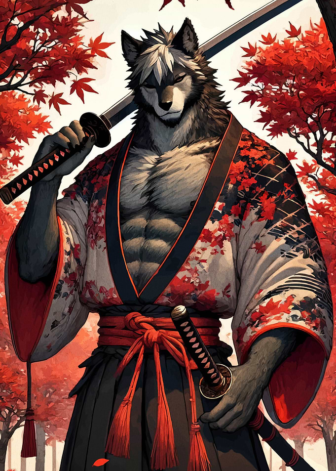 Wolf Samurai in Autumn
