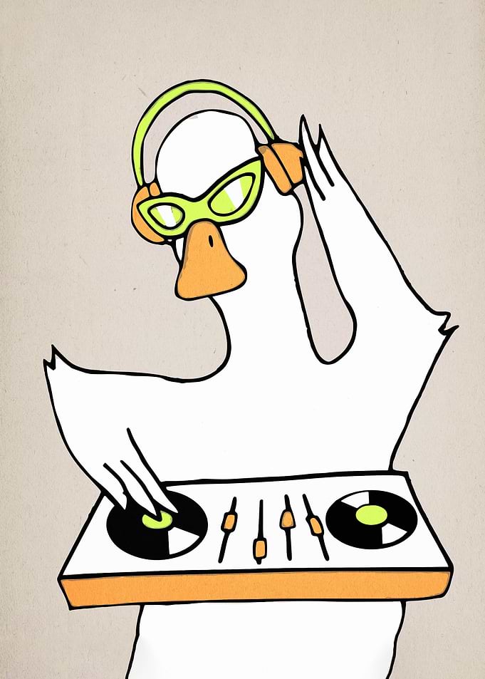Duck DJ with Turntable