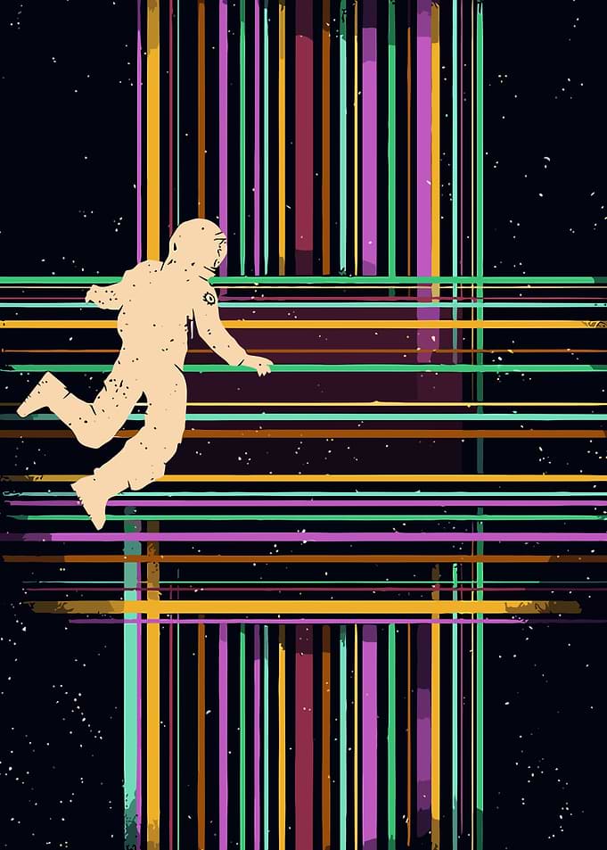 Retro Astronaut in Space