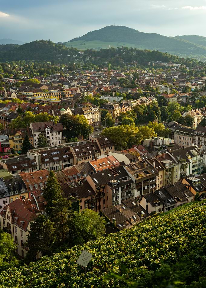 Freiburg im Breisgau cityscape aerial view