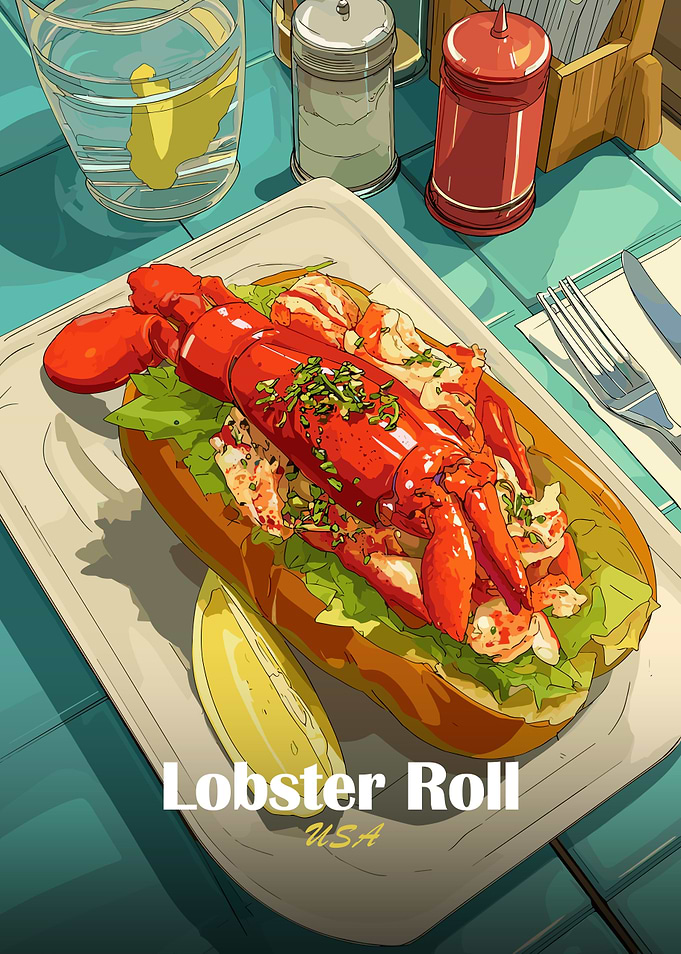 Delicious Lobster Roll Illustration