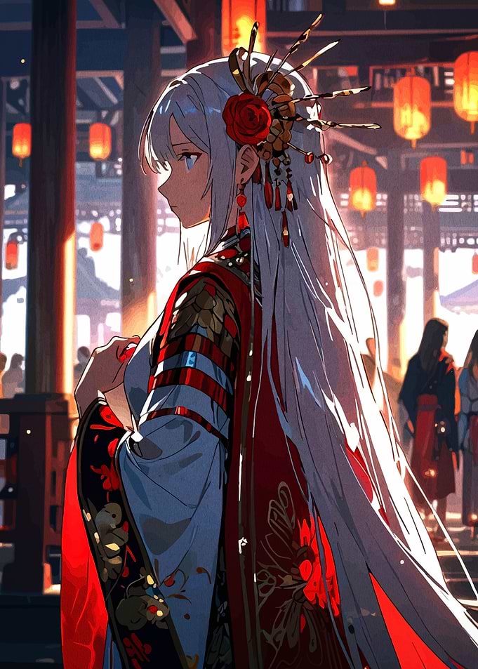 Anime Girl in Traditional Japanese Setting