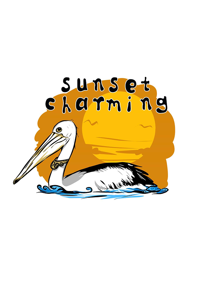 Sunset Charming Pelican Illustration