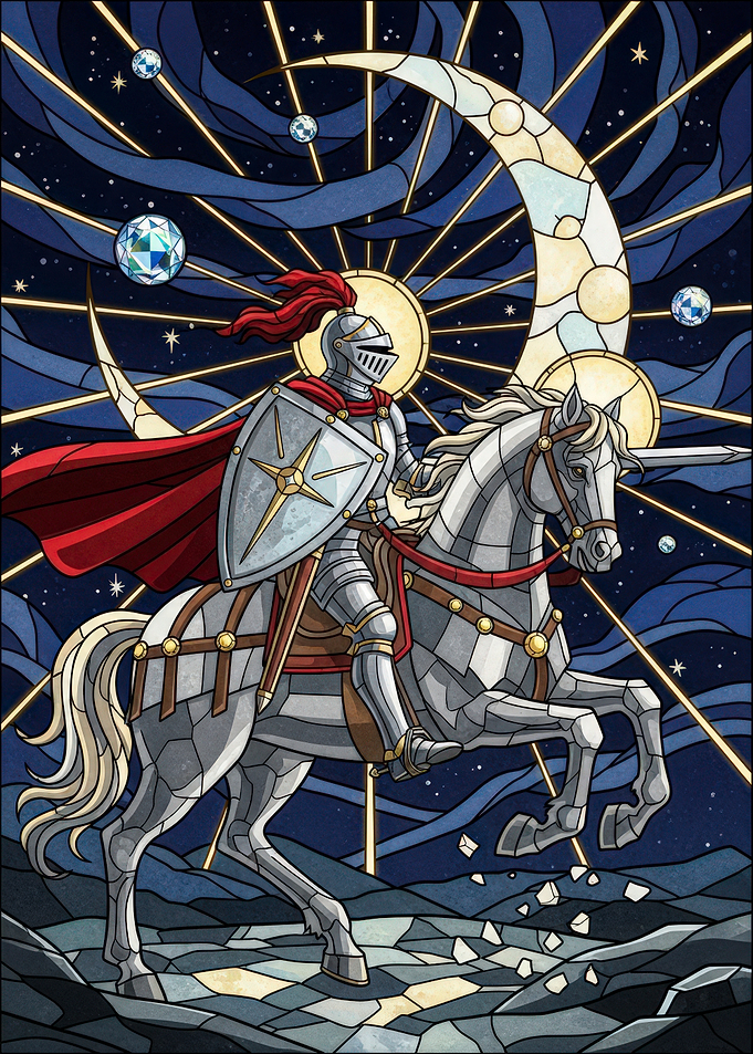 Knight on Unicorn Stained Glass