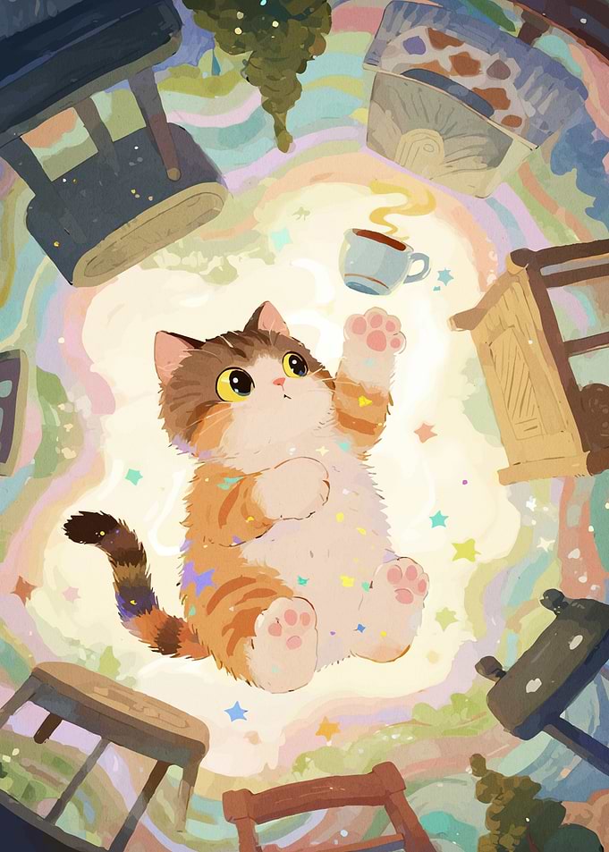 Whimsical Cat Coffee Cup