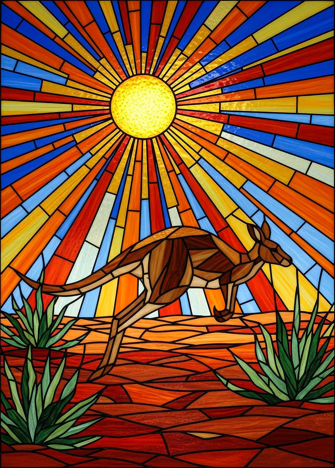 Kangaroo Stained Glass