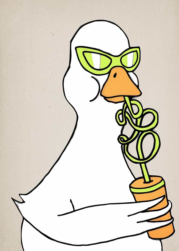 Cool Duck Sipping Drink