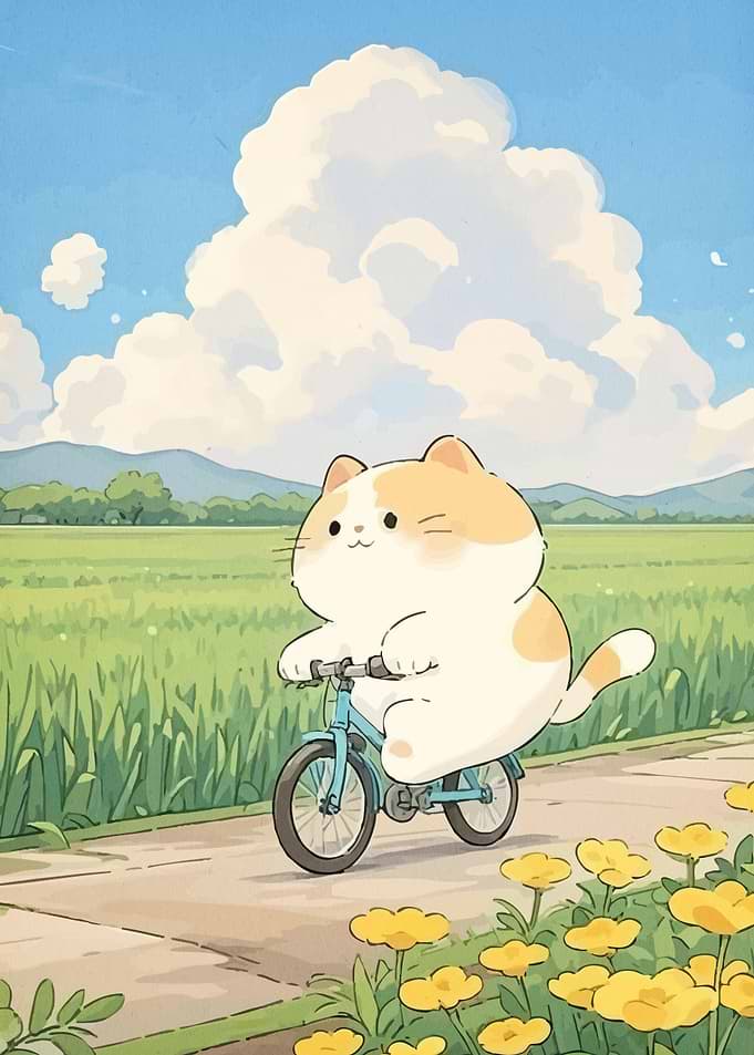 Cat Bicycle Landscape