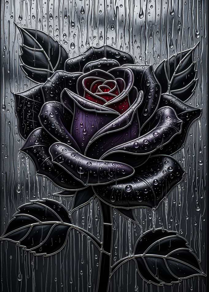 Black Rose Raindrops