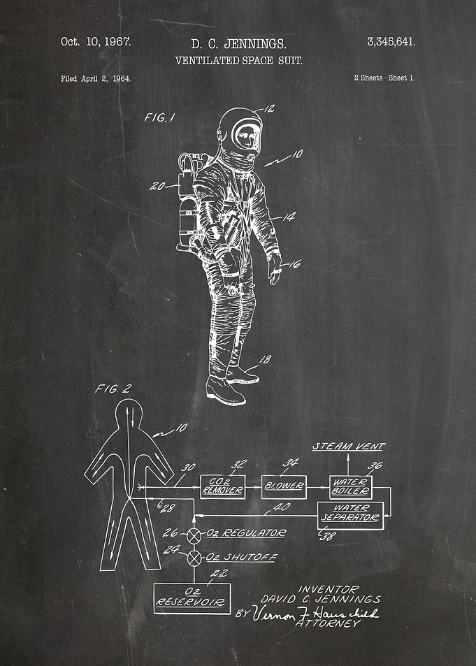 Ventilated Space Suit Patent Blueprint