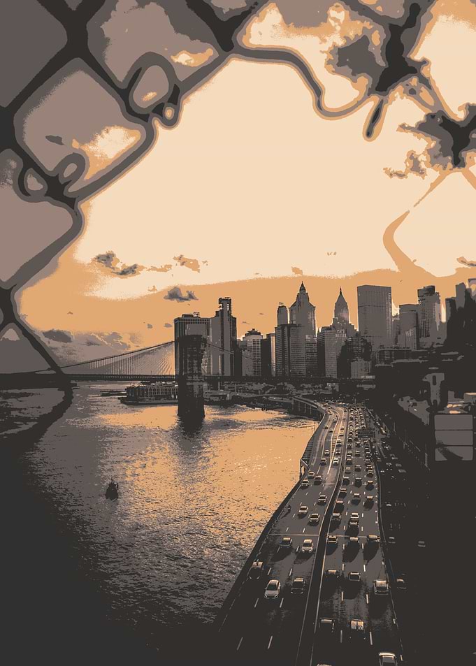 New York Cityscape Through Fence