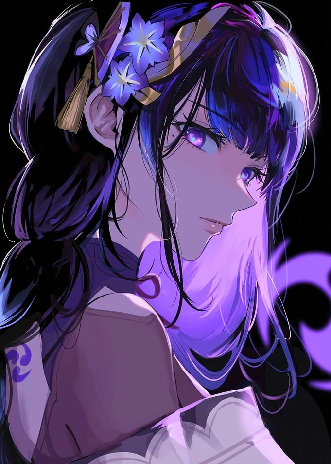 Girl with Purple Flowers