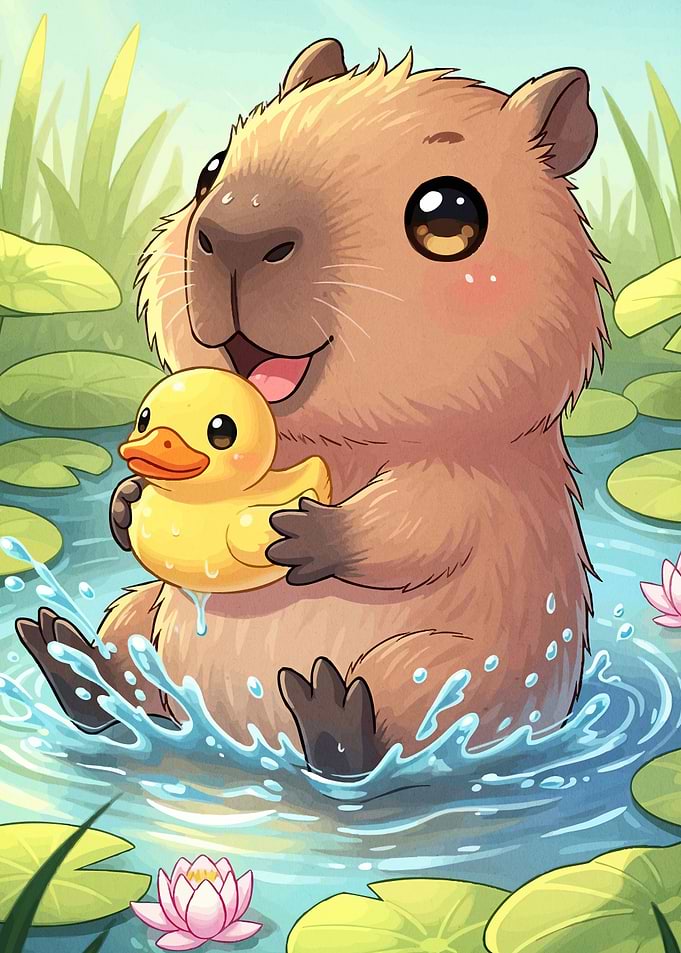 Cute Capybara Duck