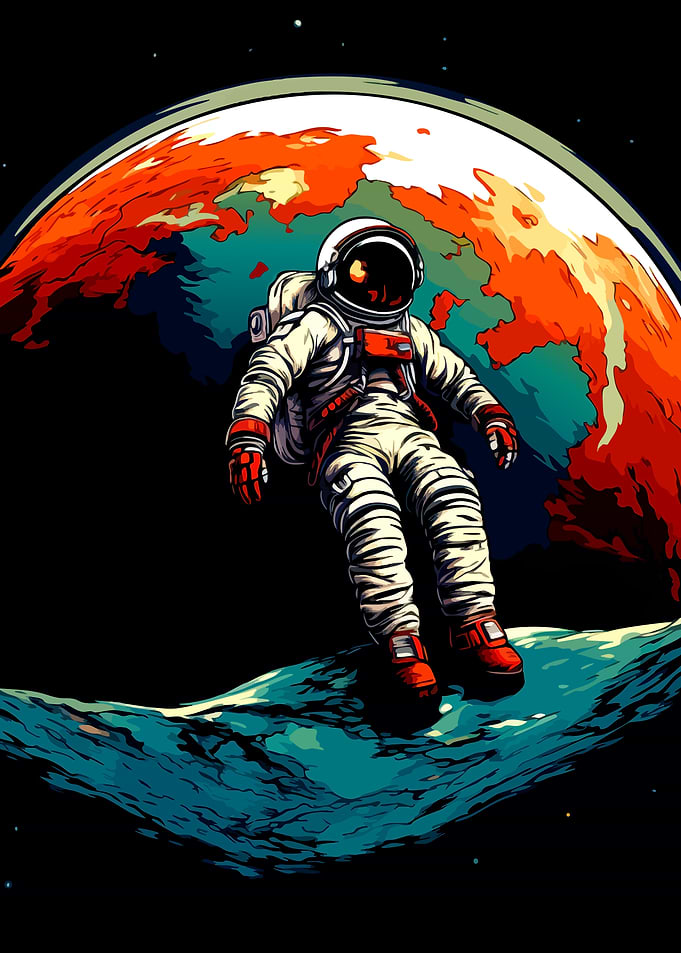 Astronaut in Space with Planet