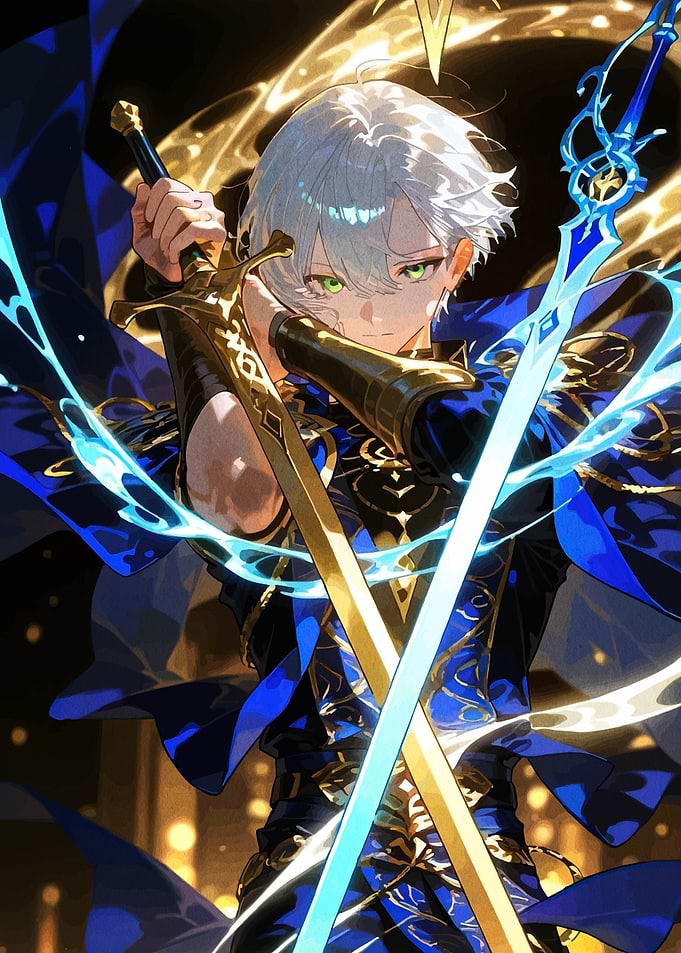Anime Swordsman with Dual Blades