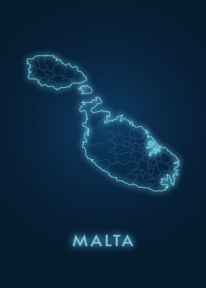 Malta Map Neon Outline