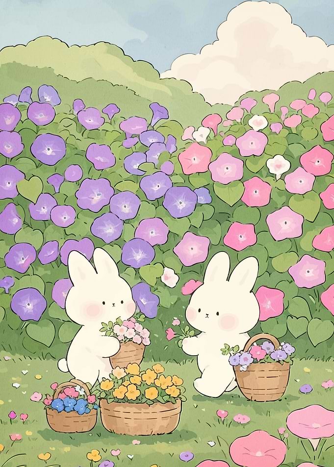 Bunnies Flower Garden