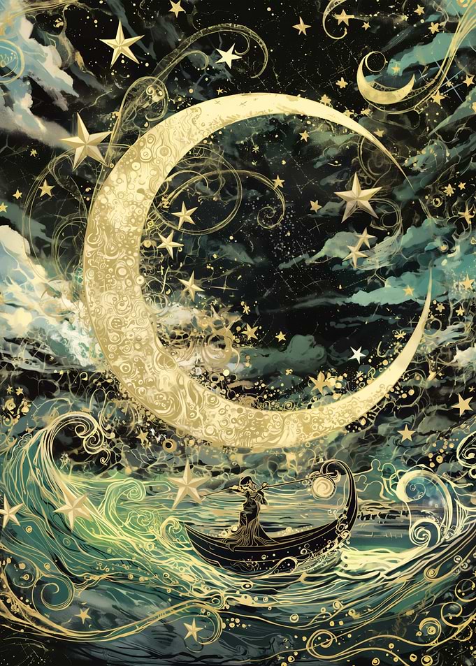 Celestial Voyage: Moonlit Sea Journey
