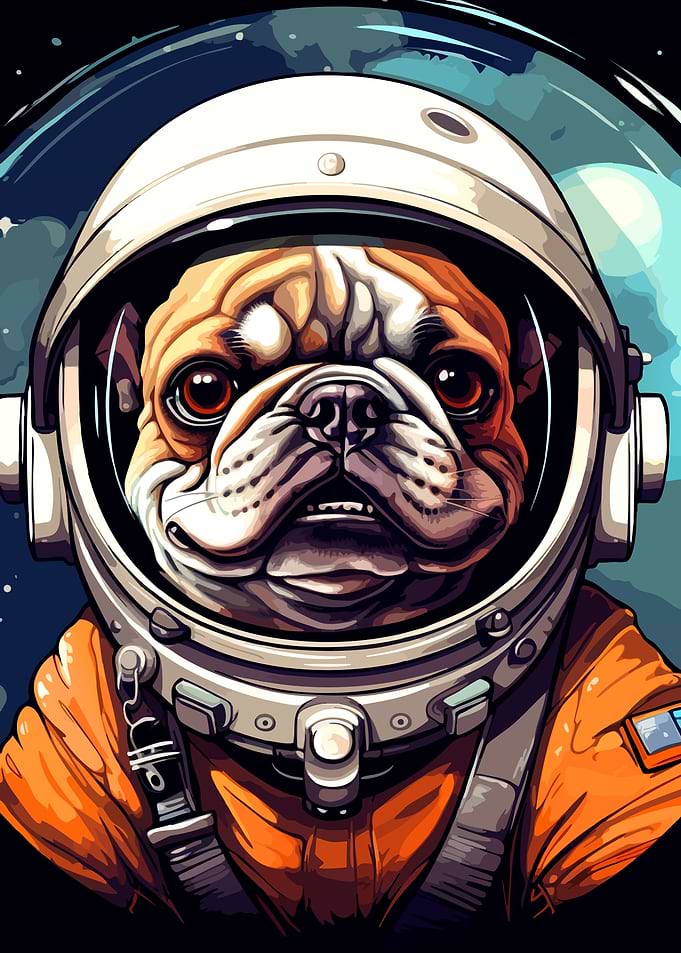 Bulldog Astronaut in Space