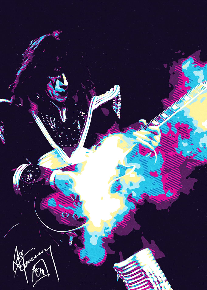 Ace Frehley Playing Guitar Pop Art