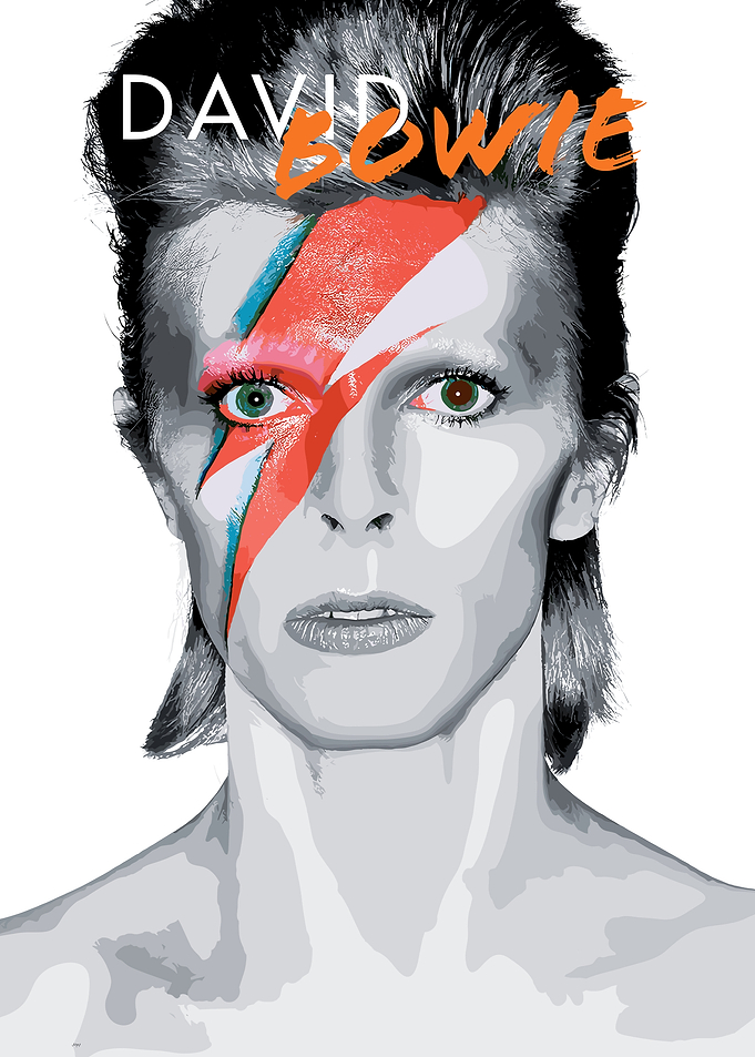 David Bowie Portrait with Lightning Bolt