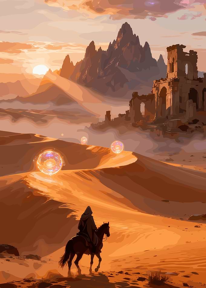 Desert Rider with Magic Orbs