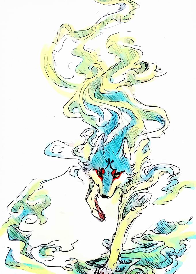 Mystical Wolf Spirit Illustration