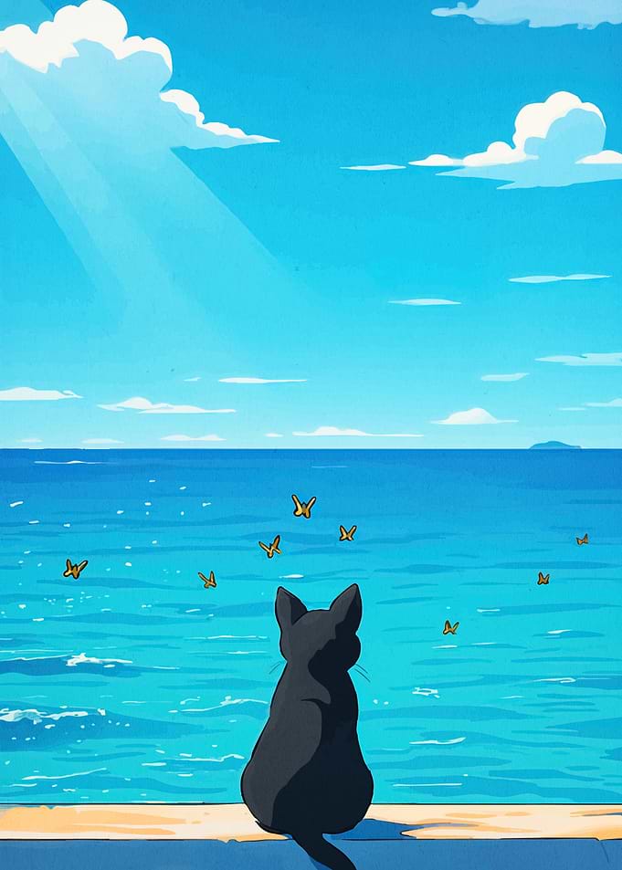 Cat butterflies by the sea