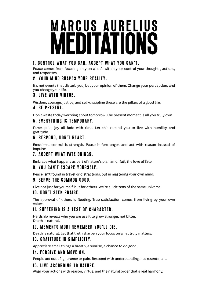 Marcus Aurelius Meditations - Stoic Principles