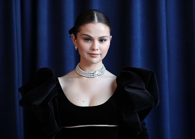 Selena Gomez Portrait in Black Dress