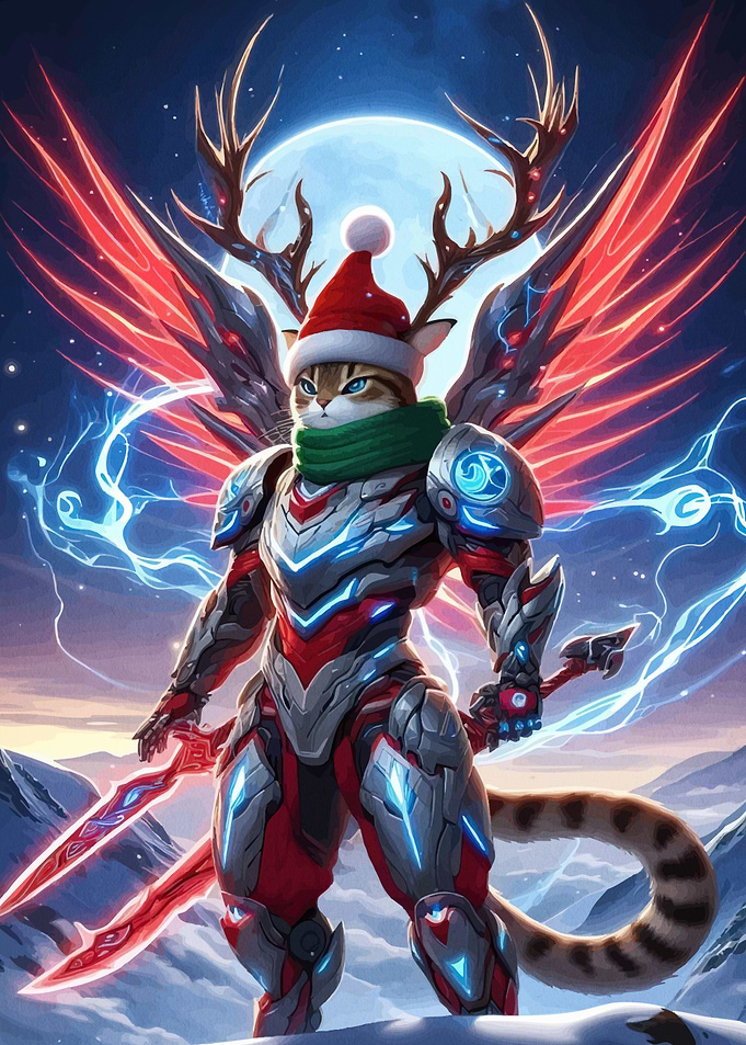 Armored Christmas Cat Warrior