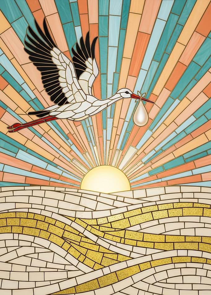 Stork Delivery Mosaic Art