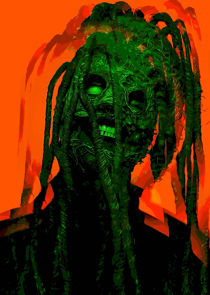 Green Dreadlocked Monster Portrait