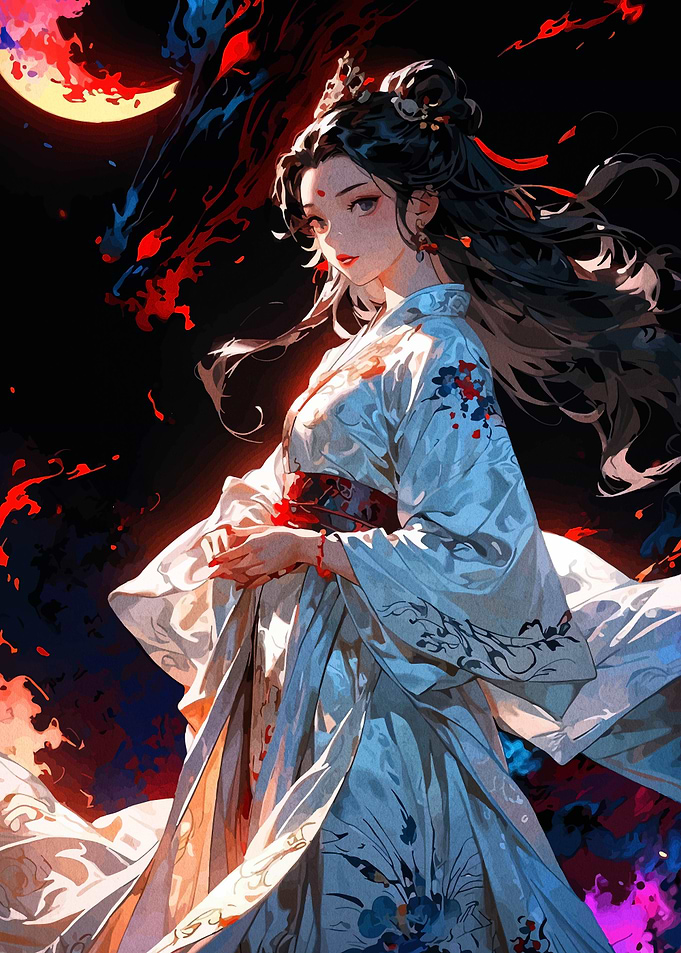 Anime Girl in Kimono with Dragon