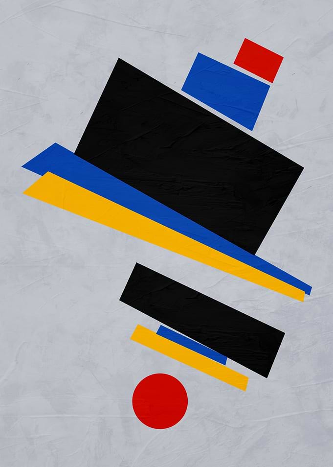 Suprematism Composition with Geometric Shapes