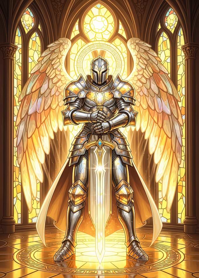 Winged Knight in Golden Light
