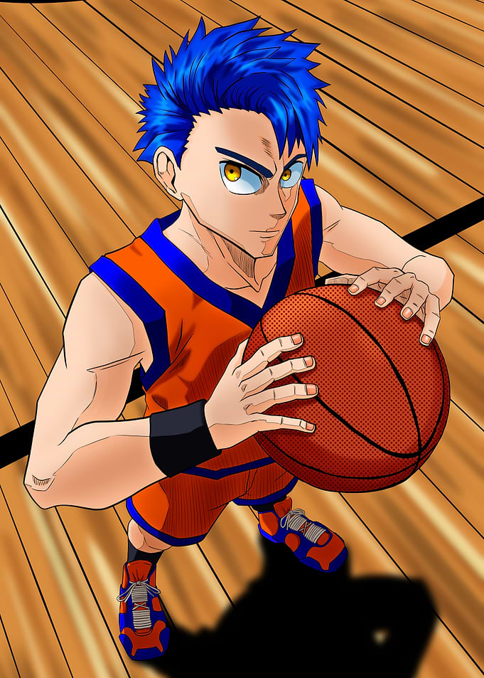 Anime Basketball Player with Ball