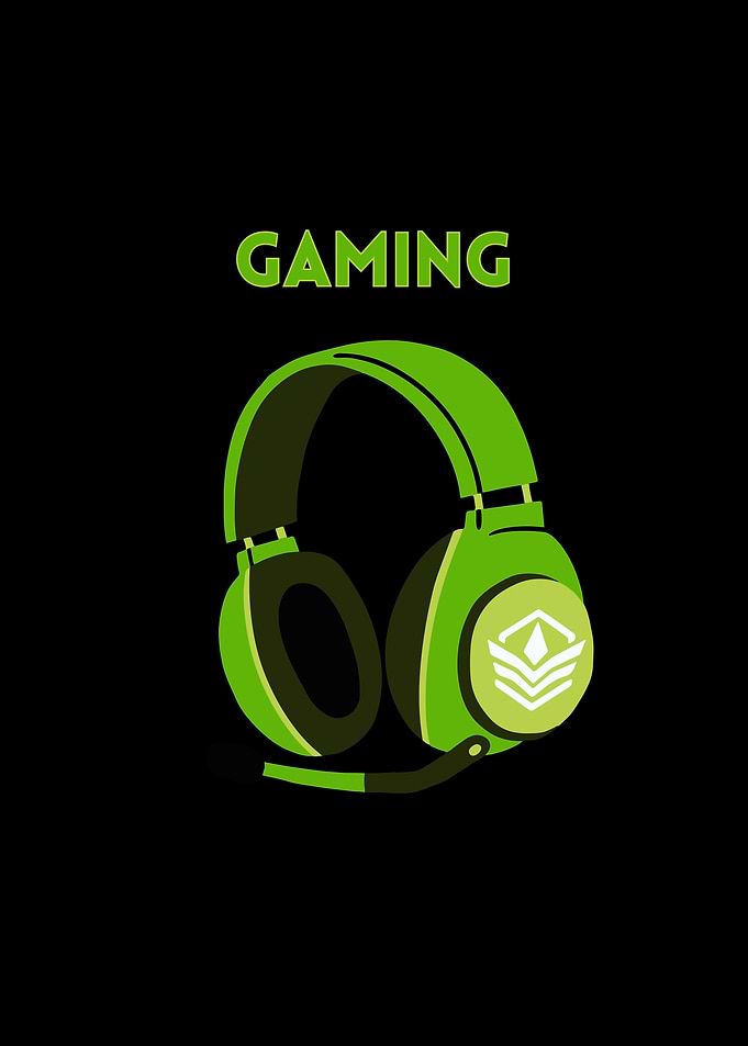 Green Gaming Headset on Black Background