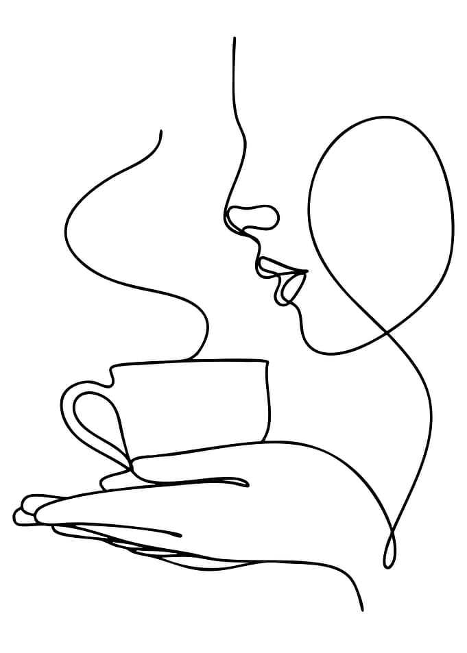 Minimalist Line Art: Coffee and Profile