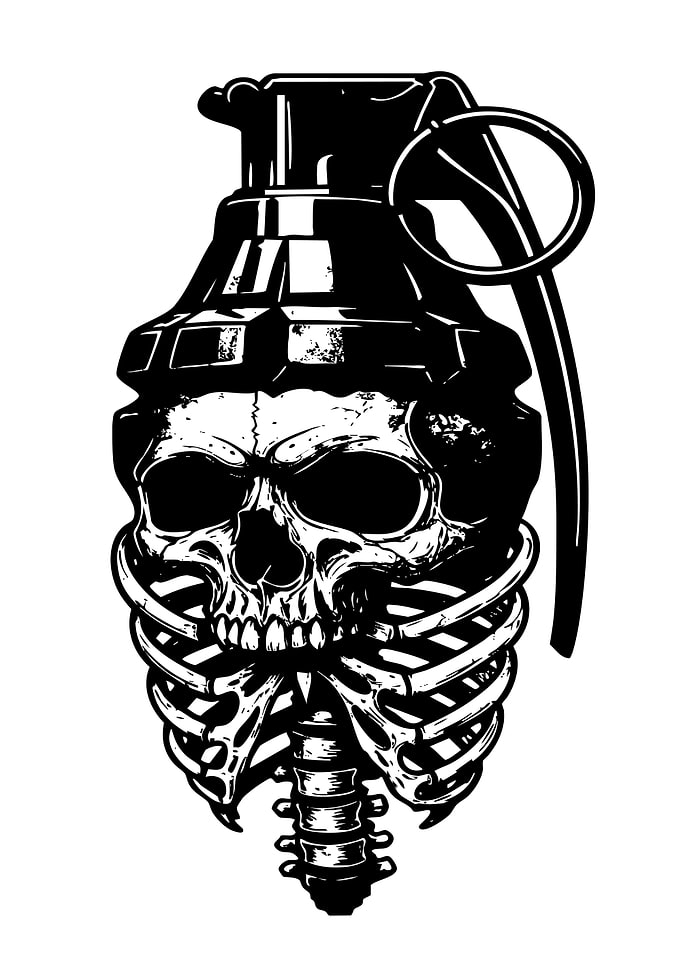 Skull Grenade Black and White