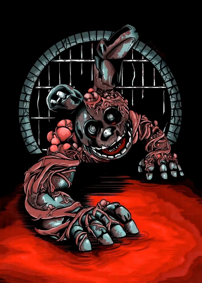 Creepy Rabbit Monster Emerging from Red Liquid