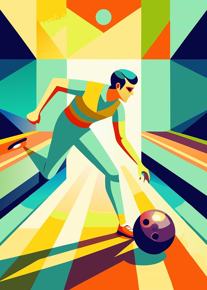 Bowling Player Geometric Art