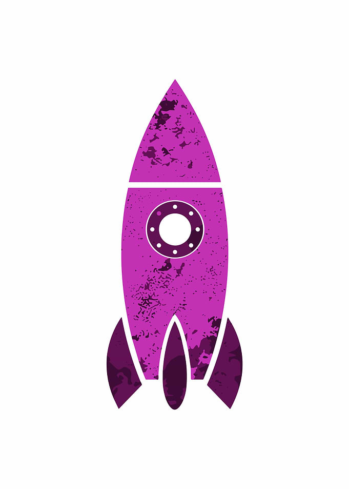 Purple Rocket Ship Illustration