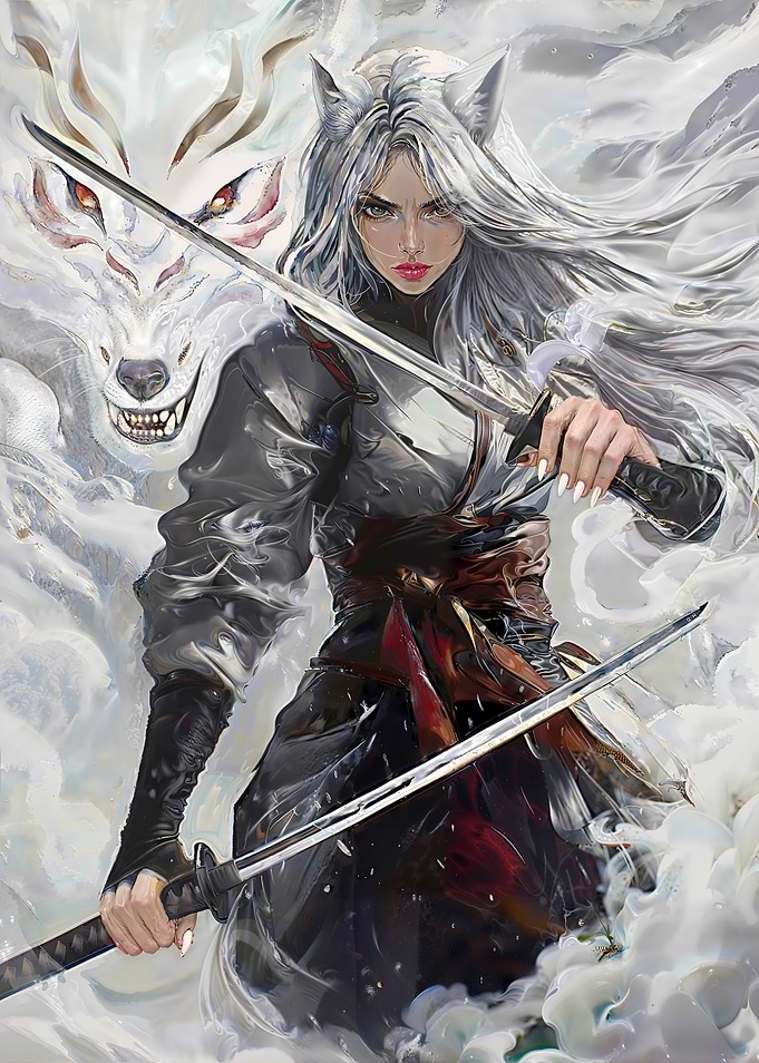 Female Kitsune Warrior: Silver Fox