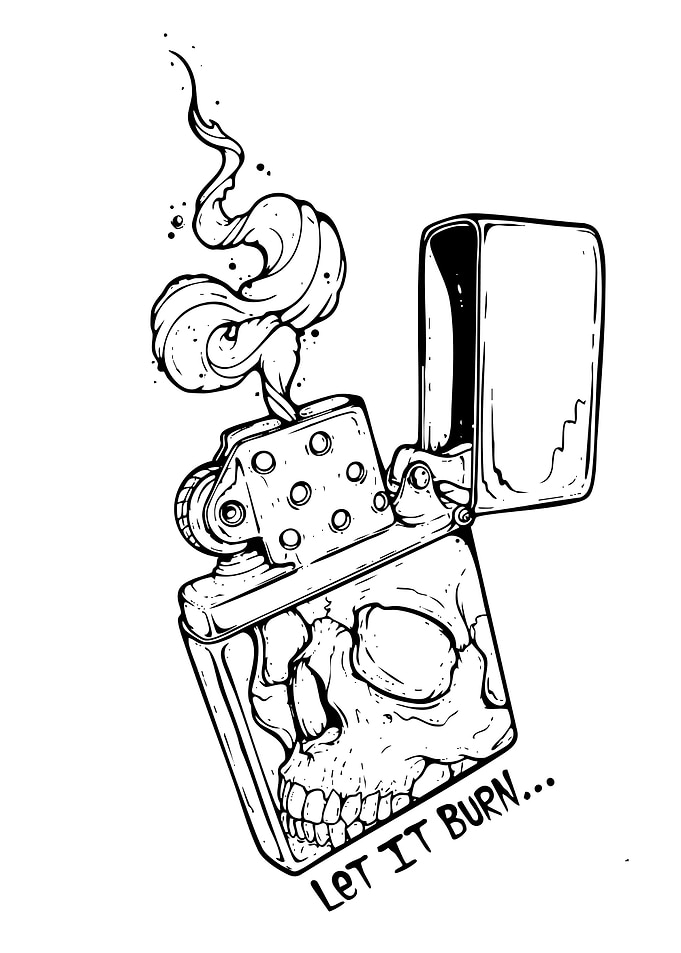 Skull Lighter with Smoke - Let It Burn
