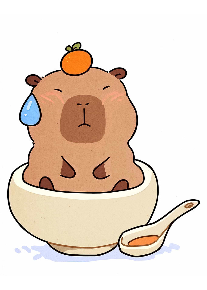 Capybara in Bowl with Orange