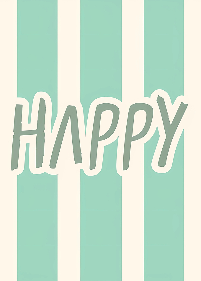 Happy Text on Striped Background