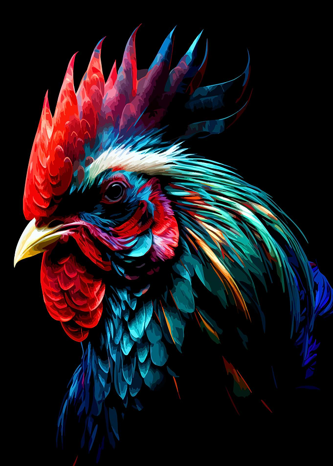 Colorful Rooster Portrait