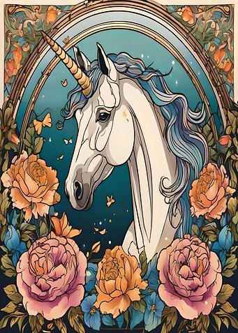 Unicorn in Floral Frame